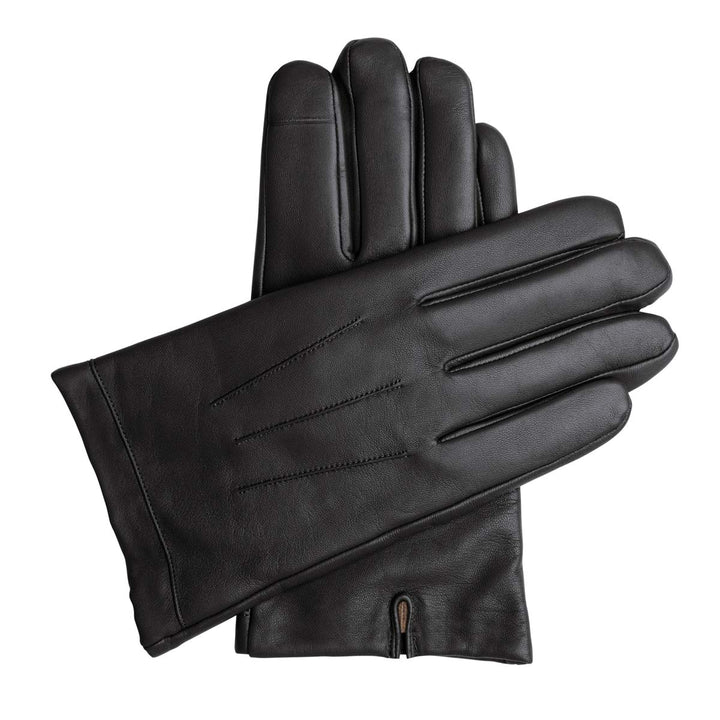 Downholme Touchscreen-Lederhandschuhe mit Innenfutter aus Kaschmir für Herren XS Schwarz, XS Schwarz