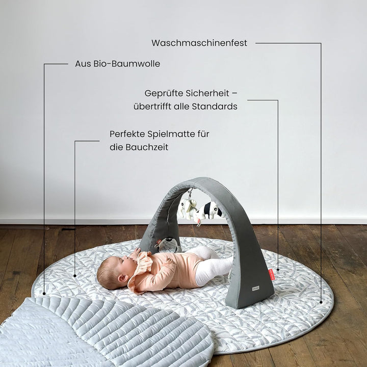 Toddlekind Krabbeldecke für Babys, Blattmuster, handgenäht, Baby-Spielmatte aus Bio-Baumwolle, 125 c