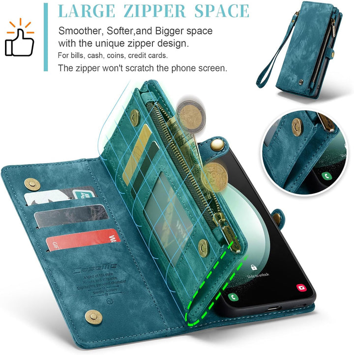 UFinetech für Samsung S23 FE Hülle, Stossfest Kartenfach Magnetisch Abnehmbare Tasche für Samsung Ga