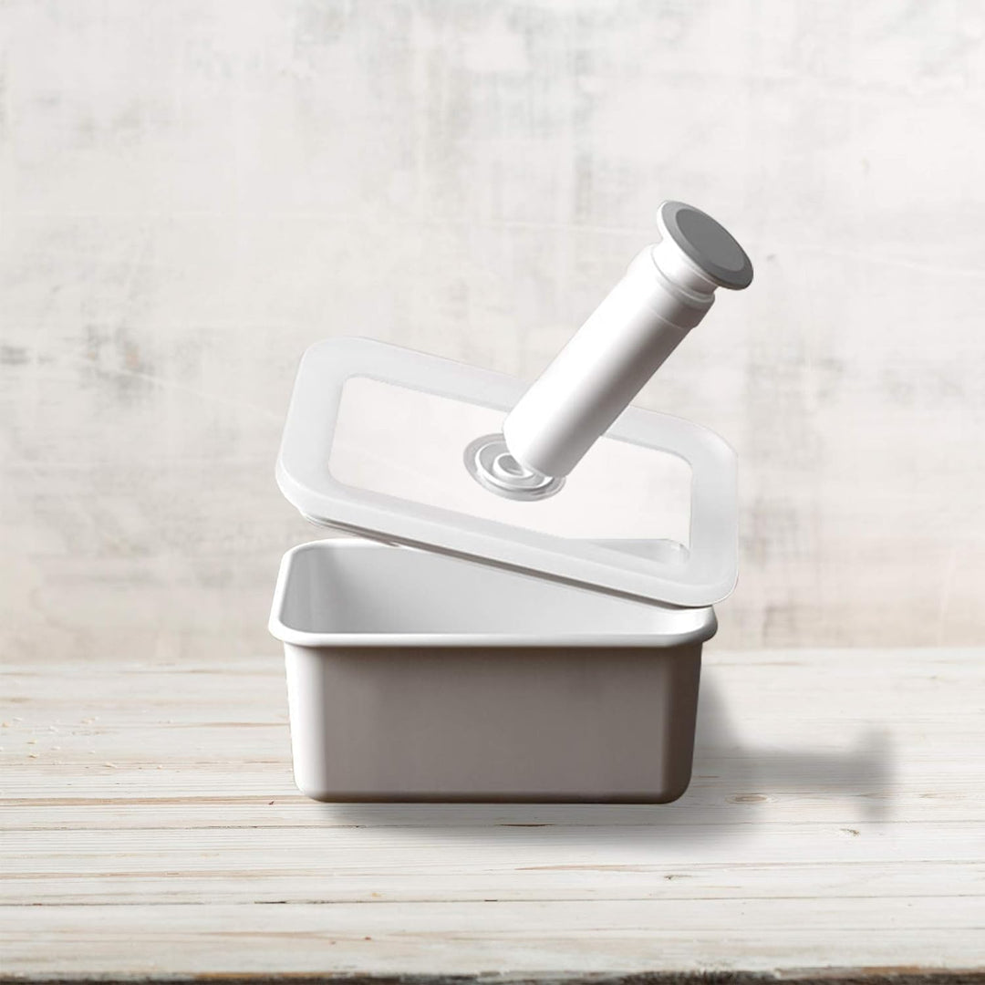 HoneyWare Vakuum Emaille, M flach, 0,74L, Masse: 18 x 12 x 6 cm Frischhaltedose, Kunststoff, 0,74 Li