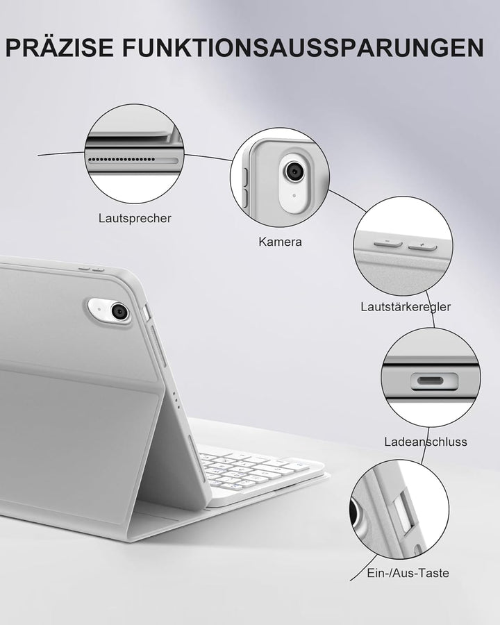 Für iPad Air 11 (2026 M4) Hülle mit Tastatur für 6./7./8. Generation M2/M3/M4, Abnehmbare Bluetooth
