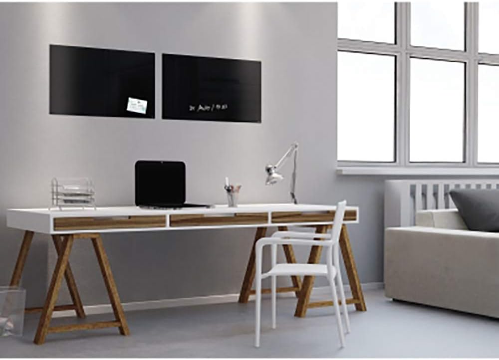 SIGEL GL120 Premium Glas-Magnettafel 60 x 40 cm schwarz hochglänzend, TÜV geprüft, einfache Montage,