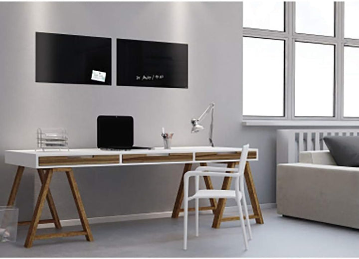 SIGEL GL120 Premium Glas-Magnettafel 60 x 40 cm schwarz hochglänzend, TÜV geprüft, einfache Montage,