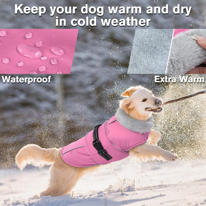 Lelepet Hundejacke Winter Warmer Hundemantel, Wasserdichter Wintermantel Fleece Hundeweste für Mitte