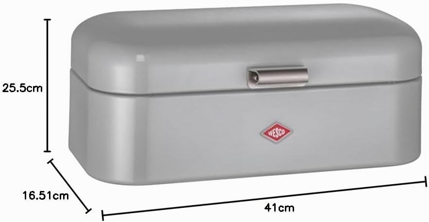 Wesco Grandy Brotkasten in der Farbe grau, pulverbeschichtetes Stahlblech, Lüftungslöcher und stabil