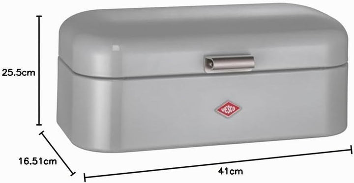 Wesco Grandy Brotkasten in der Farbe grau, pulverbeschichtetes Stahlblech, Lüftungslöcher und stabil