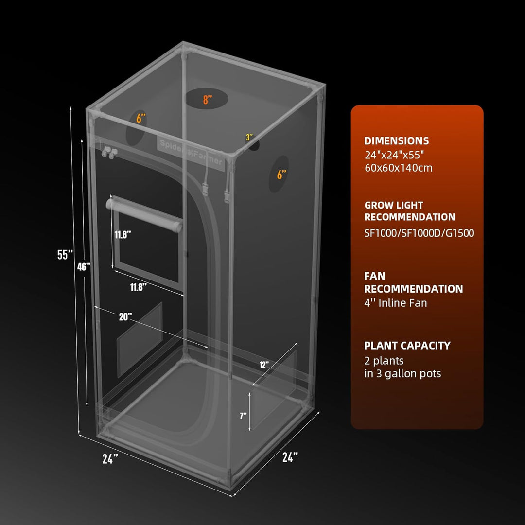Spider Farmer Growbox Growzelt Indoor Anbauzelt Grow Tent Reflexionsvermögen Luftig Wasserdicht Grow