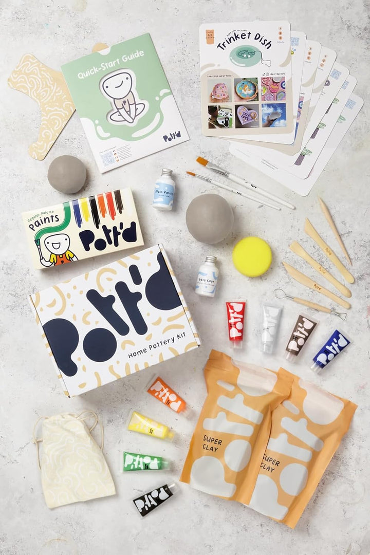 Pott'd Ton Töpferset für Anfänger für zuhause - Lufttrocknend. DIY Set für Erwachsene. Enthält: Luft