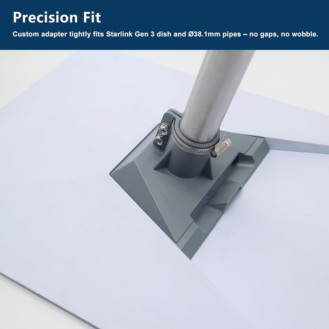 Starlink Standard Gen 3 Masthalterung – Passend für 25–70 mm Masten, U-Bolzen-Montage, Rohradapter i