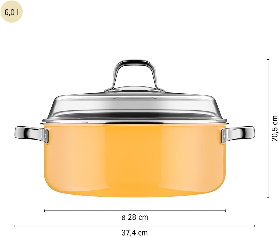 WMF Fusiontec Mineral Pro, Schmortopf mit Deckel, 28 cm, langlebiges, kratzfestes Material, Bräter m