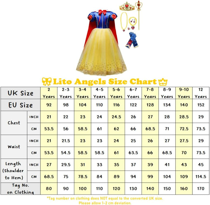 Lito Angels Prinzessin Schneewittchen Prächtiges Kostüm Kleid für Kinder Mädchen (12 Monate bis 12 J