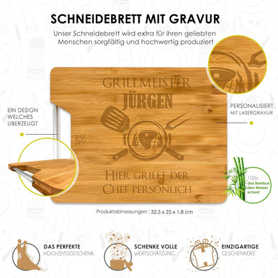 Saphir Design Schneidebrett mit Gravur | Schneidebrett aus Holz mit persönlicher Gravur für Geburtst