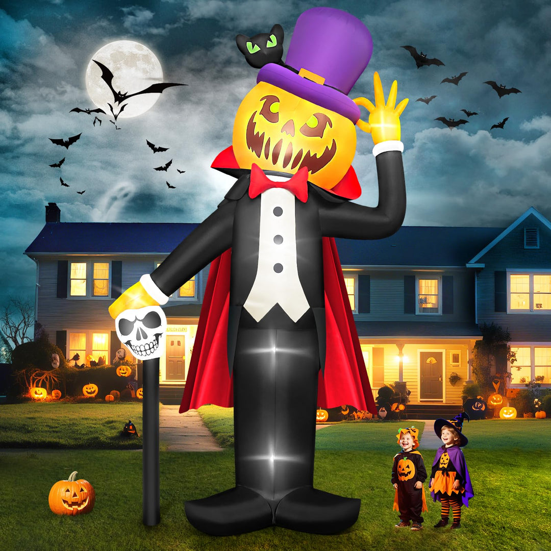 Kalolary 14FT Halloween Inflatables Aufblasbar Deko Kürbis Vampir Dekoration, mit eingebauten LEDs A