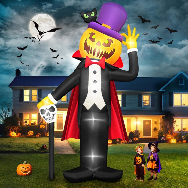 Kalolary 14FT Halloween Inflatables Aufblasbar Deko Kürbis Vampir Dekoration, mit eingebauten LEDs A