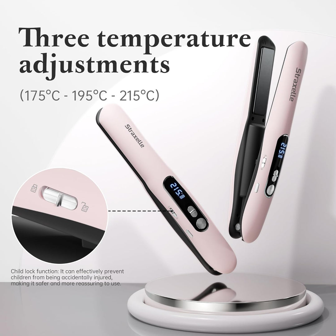 Mini Glätteisen Kabellos 2 in 1 Glätteisen Locken und Glätten mit 5000mAh Reiseglätteisen 3 Einstell