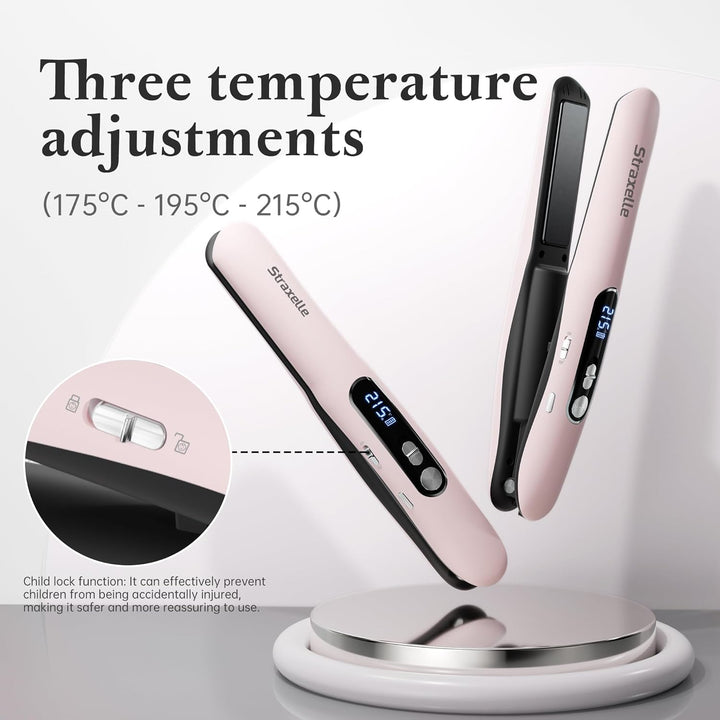 Mini Glätteisen Kabellos 2 in 1 Glätteisen Locken und Glätten mit 5000mAh Reiseglätteisen 3 Einstell