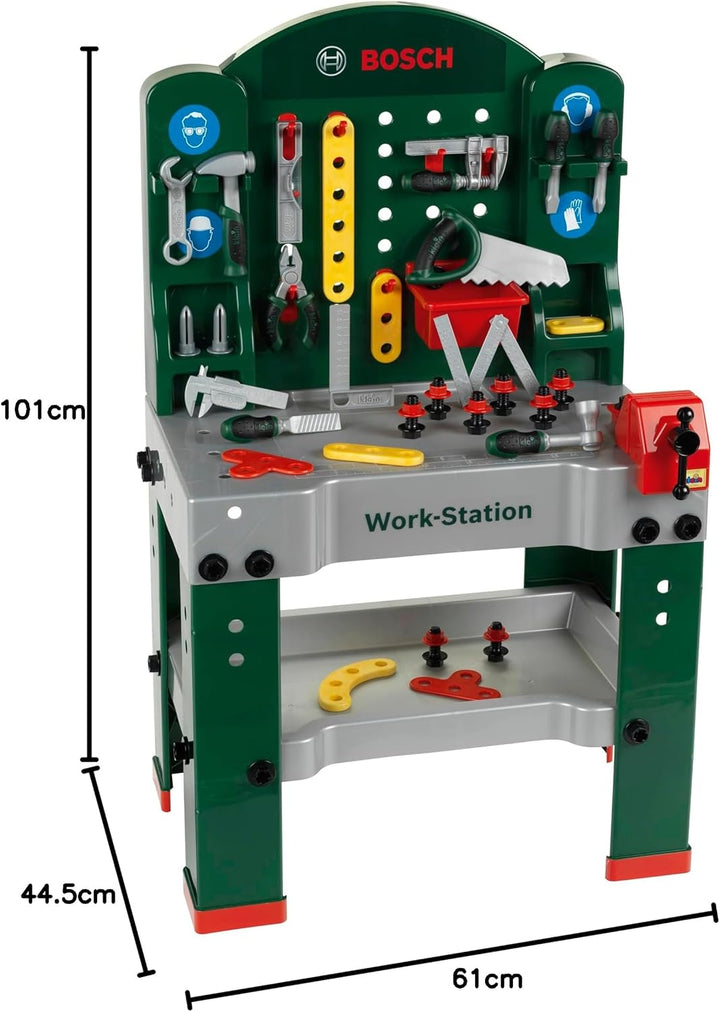 Theo Klein 8580 Bosch Work-Station | 44-teilig | Werkbank inkl. Arbeitssplatte mit Lernfunktion | Ma