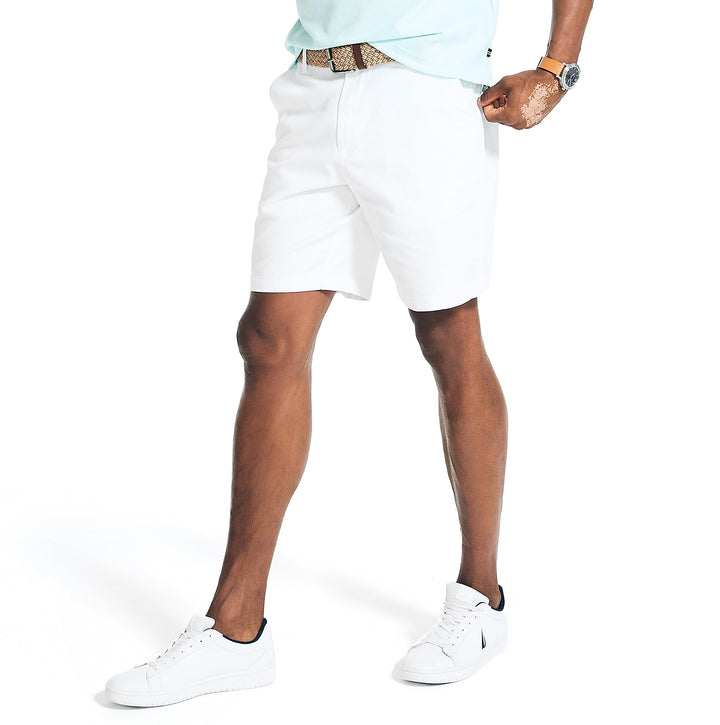 Nautica Herren Classic Fit Flat Front Stretch Chino Deck Lssige Shorts 32 Bright White, 32 Bright Wh