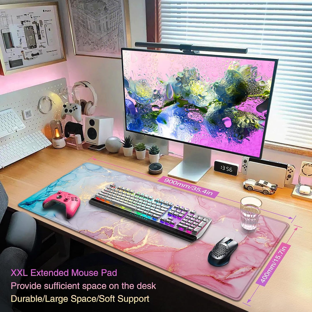 Gaming Mauspad,Mousepad XXL,Mauspad 900x400(35.4X15.7in),Schreibtisch Protector Matte mit Anti-Rutsc