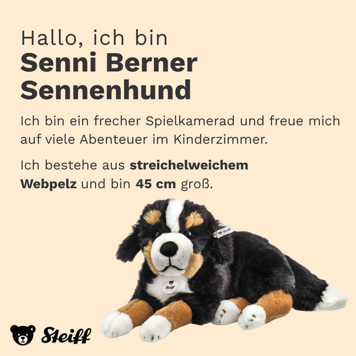 Steiff Kuscheltier Senni Berner Sennenhund, Süsses Stofftier mit Kunststoffaugen, Kinder, Jungen & M