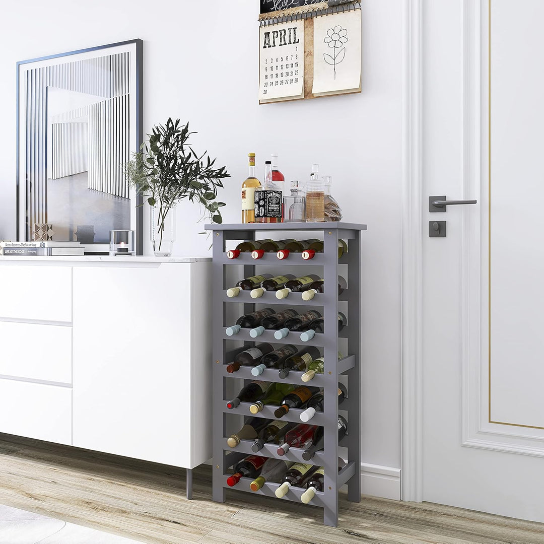 SMIBUY Weinregal aus Bambus, für 28 Flaschen, 7 Etagen, freistehend, für Küche, Speisekammer, Keller