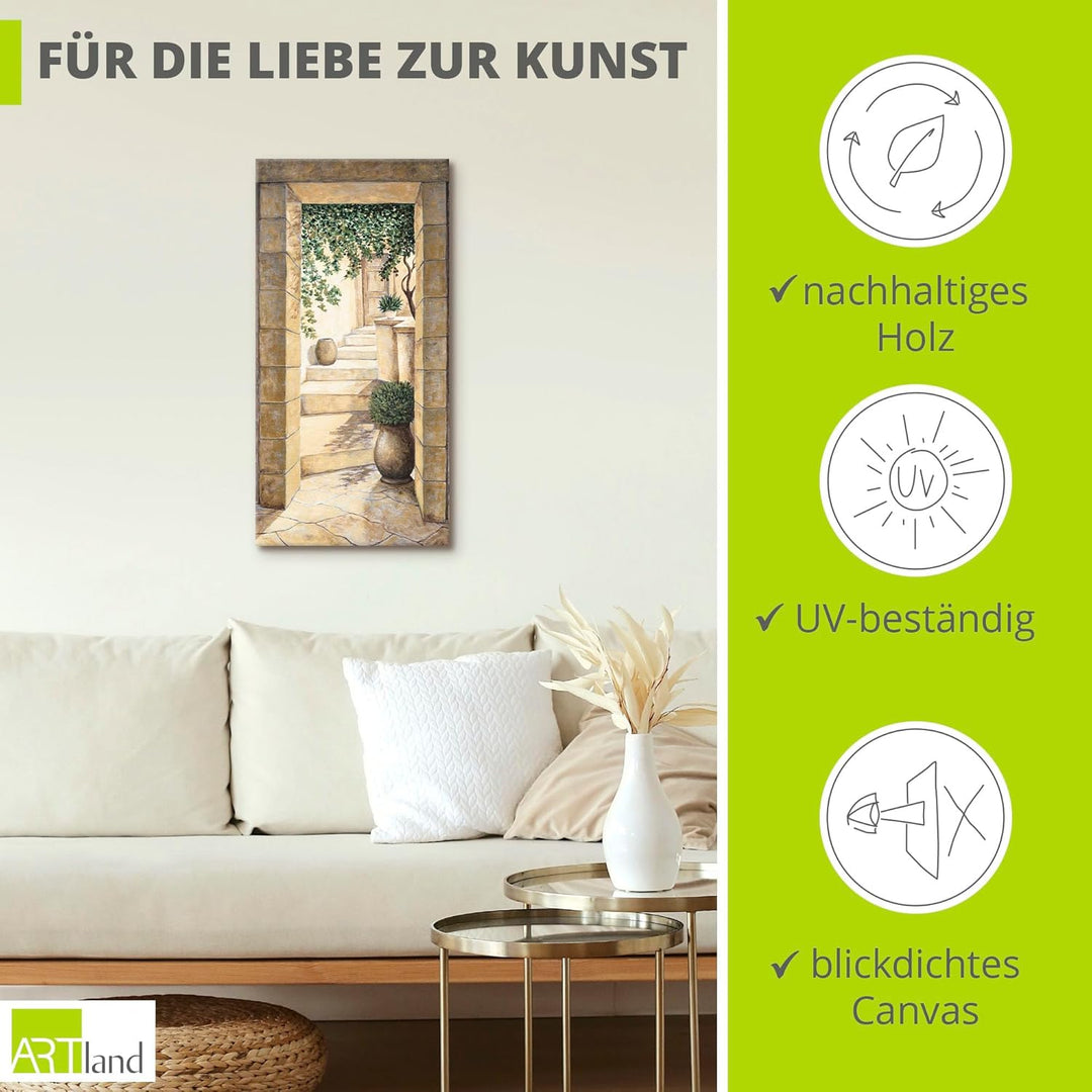 ARTland Leinwandbilder Wandbild Bild auf Leinwand 30 x 60 cm Architektur Fenster Türen Malerei Creme