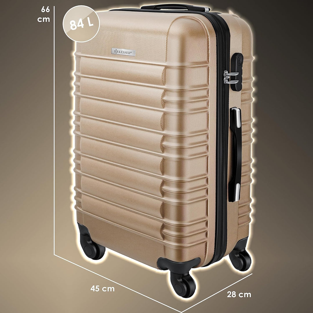 KESSER® Reisekoffer Mittlerer Hartschalen-Koffer Inkl. Kofferwaage + Gepäckanhänger Trolley Gepäck R