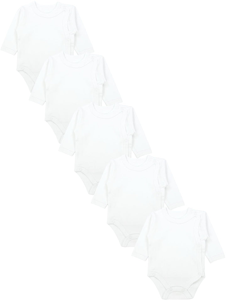 TupTam Baby Unisex Langarm Wickelbody Print/Uni 5er Pack 56 Weiss, 56 Weiss