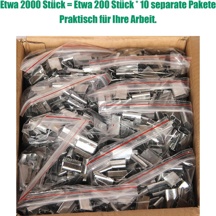 2000 Stück 13mm Verschlusshülsen für PP/PET Umreifungsband 2000pc1306, 2000pc1306