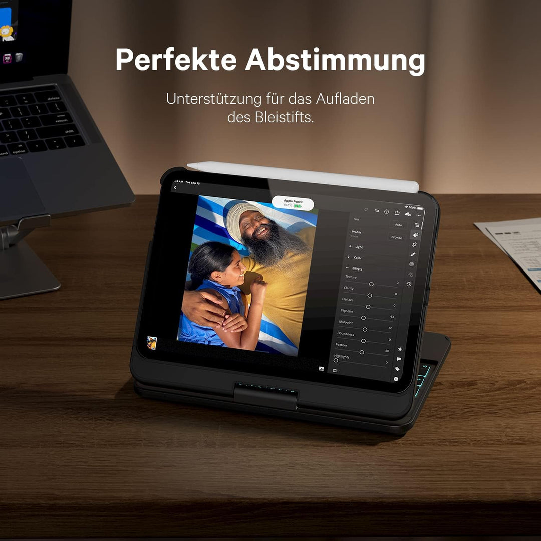 Earto iPad Mini 6 Hülle mit Tastatur, Smart Trackpad, 7 Farben Tastatur mit Hintergrundbeleuchtung,