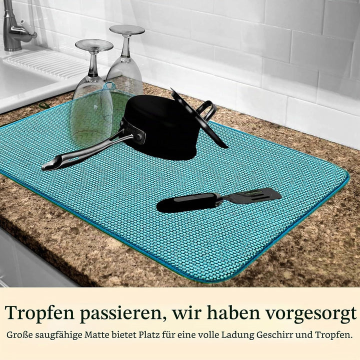 2 Stück abtropfmatte,Spülbecken-Trockenmatte,38cm*50cm Geschirr-Abtropfmatte,Mikrofaser Schutz für K