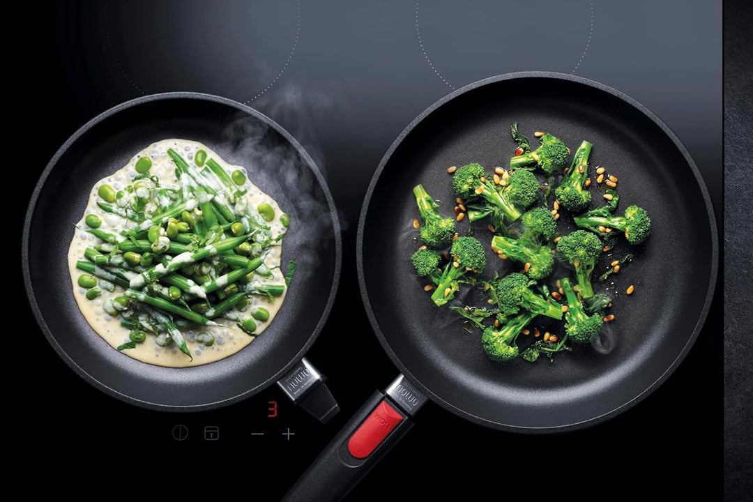 Woll Nowo Titanium Flachpfanne, Ø 28 cm, 5 cm hoch, mit abnehmbarem Stiel - Geeignet für Ceran, Gas,