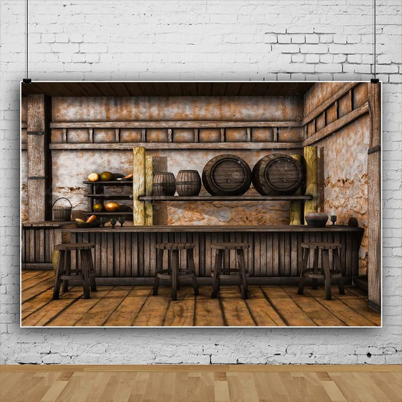 Renaiss 3x2m Rustikale Shabby Saloon Taverne Hintergrund Holz Bar Western Cowboy Fotografie Hintergr