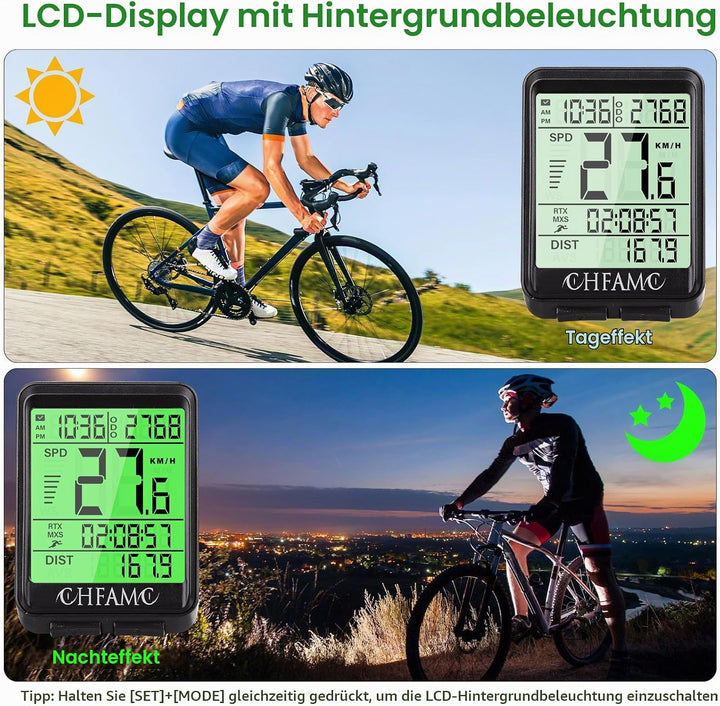 Fahrradcomputer Kabellos Fahrrad Tacho mit Geschwindigkeitsmesser