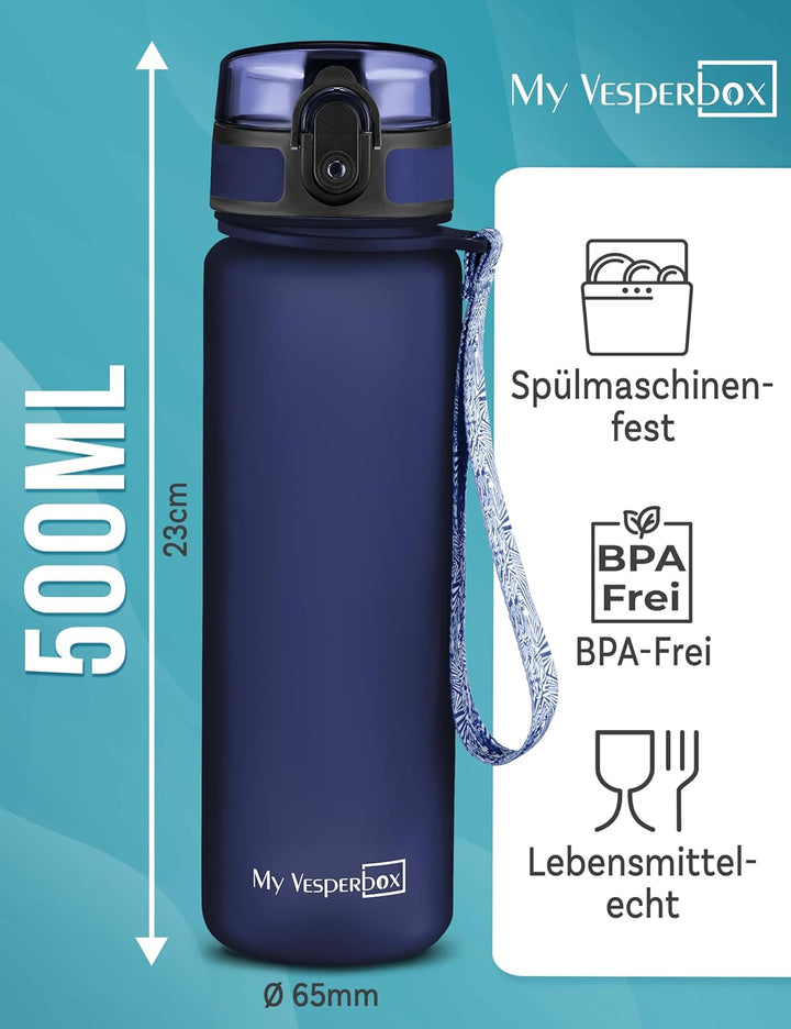My Vesperbox® Trinkflasche Kinder [500ML] - Wasserflasche Kohlensäure Geeignet &amp; Auslaufsicher - Wat