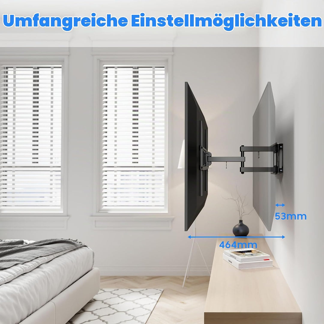PureMounts TV Wandhalterung, neigbare und schwenkbare Universal Halterung für 32-70 Zoll Flach &amp; Cur