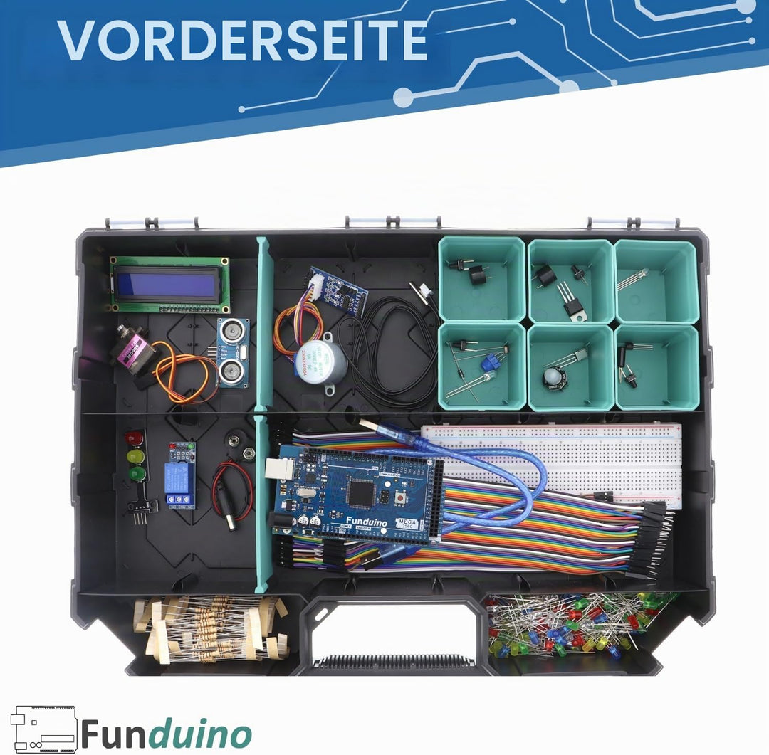Funduino Starter Kit MEGA R3 Basic, 100% kompatibel zu Arduino, mit deutschsprachigen Anleitungen, u