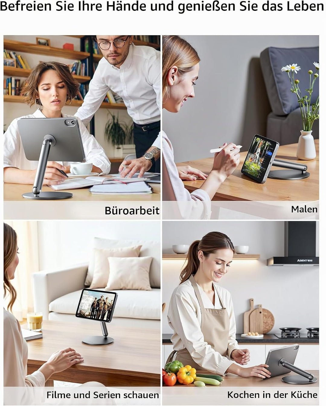 LULULOOK Magnetisch iPad mini 7 Ständer mit 360° Drehbar Basis, Aluminium Faltbar Mini 6 Halterung T