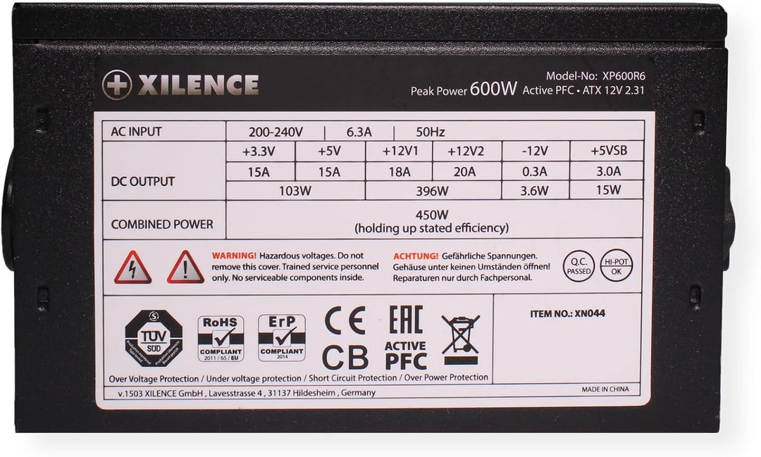 Xilence XP600R6 PC Netzteil, 600W Peak Power, ATX, rot/schwarz