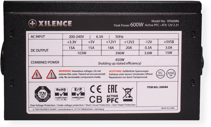 Xilence XP600R6 PC Netzteil, 600W Peak Power, ATX, rot/schwarz