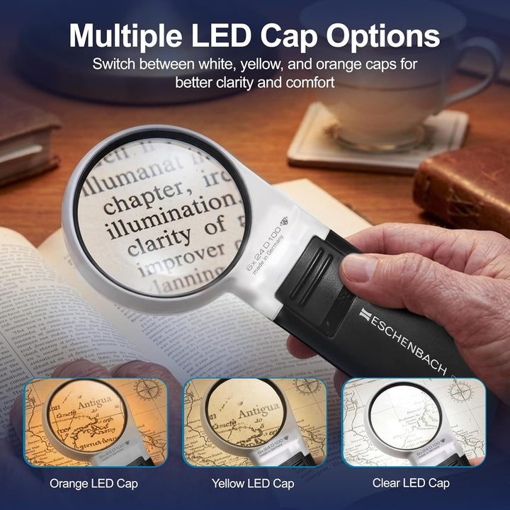 Eschenbach Optik Handlupe mobiluxLED mit LED-Beleuchtung und 6X-Vergrösserung Linsengrösse: (Ø) 58mm