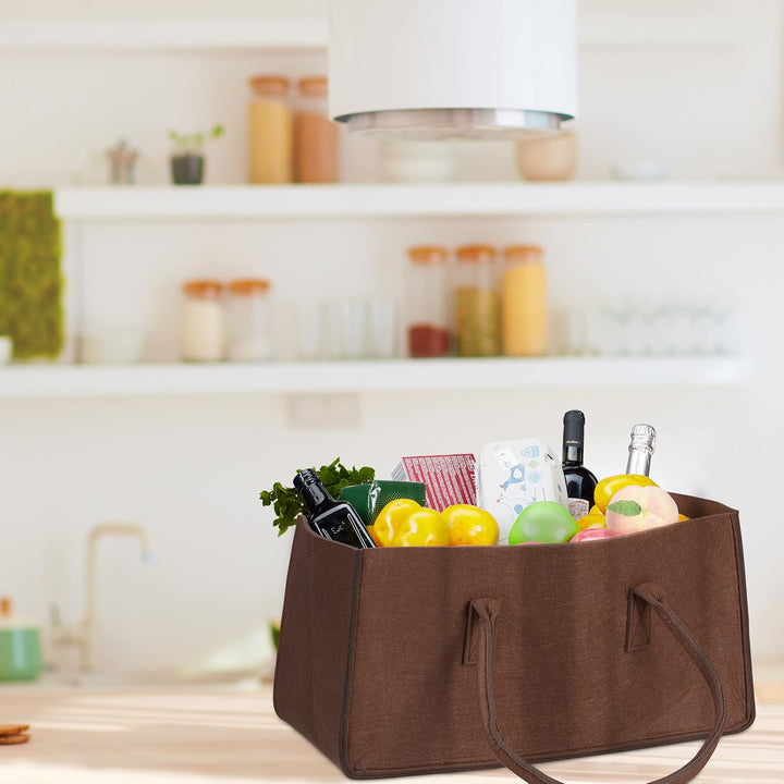 Relaxdays 2 x Kaminholztasche, faltbar, flexibel, Griff, 27 Liter, Filz, Aufbewahrungskorb, HBT: 25