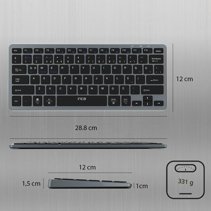 Bluetooth Tastatur Maus Set inca IBK-572BT – Kabellos, Wiederaufladbar, 2,4GHz &amp; Bluetooth 5.0 – Kom