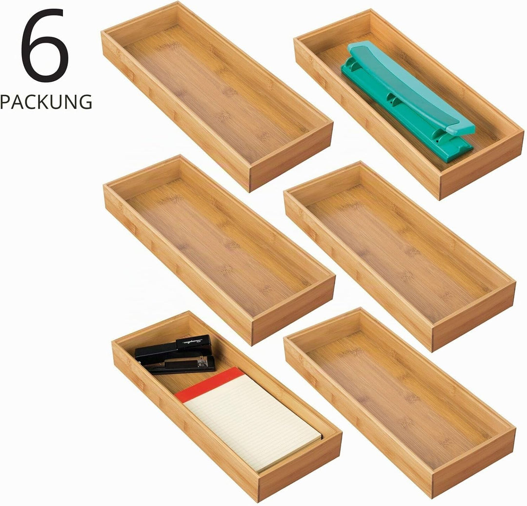 mDesign Aufbewahrungsbox für den Schreibtisch – vielseitige Schubladenbox aus Holz – stapelbarer Sch