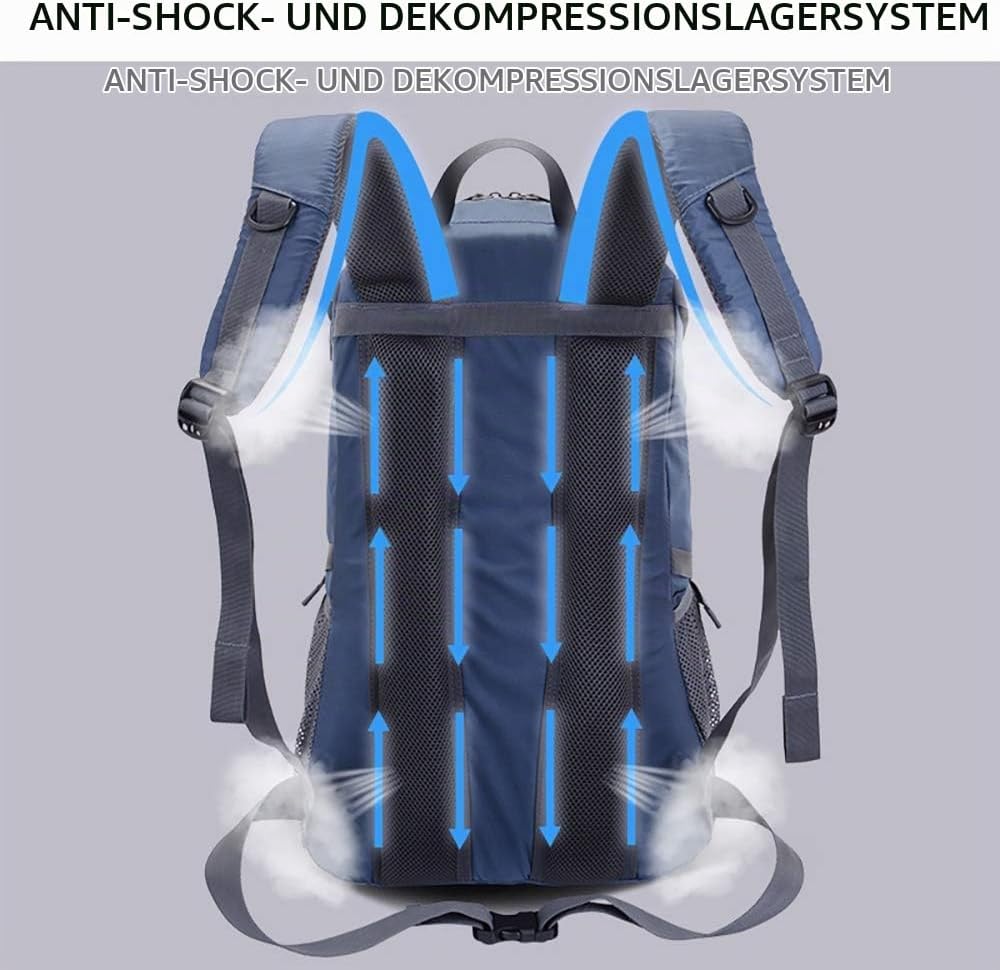 40L Leichter Tagesrucksack Radfahren Wandern Wasserdichter Reiserucksack (Schwarz), Schwarz