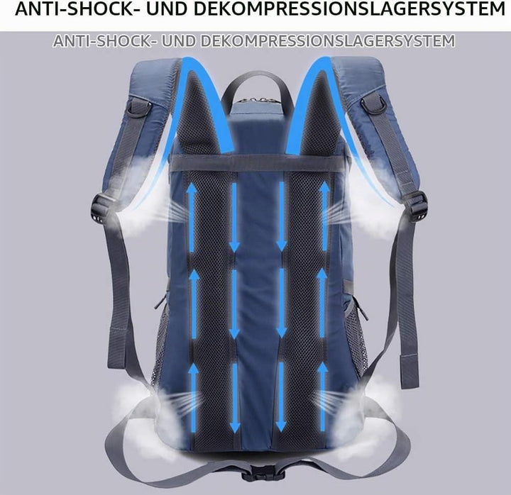 40L Leichter Tagesrucksack Radfahren Wandern Wasserdichter Reiserucksack (Schwarz), Schwarz