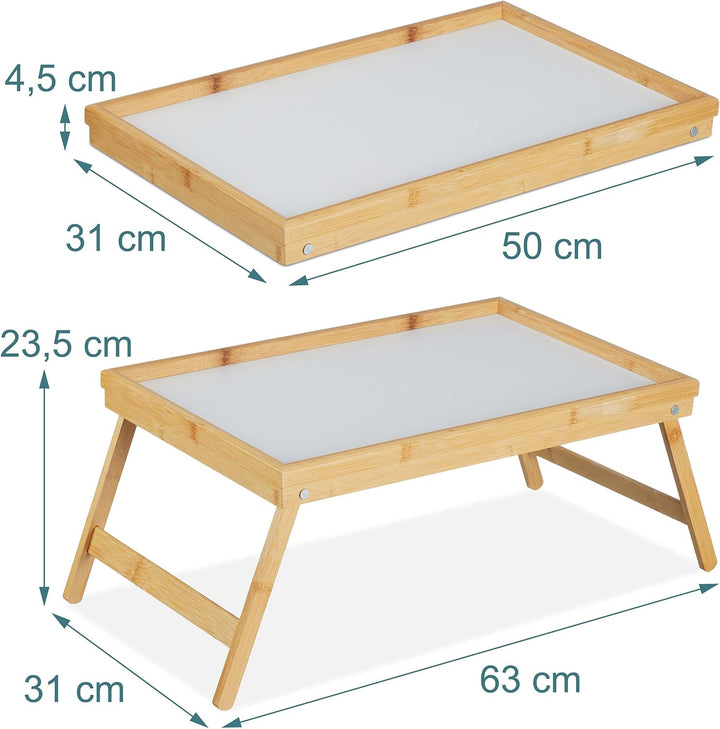 Relaxdays Betttablett Bambus, faltbar, Serviertablett für Frühstück im Bett mit klappbaren Beinen al