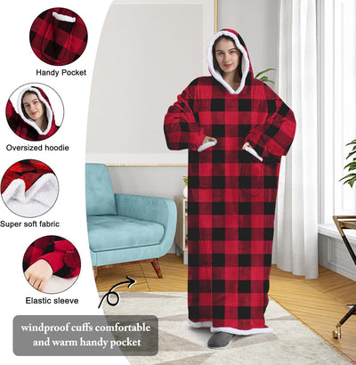 Übergrosse Sherpa Hoodie Sweatshirt Decke Weiche Gemütliche Warme Riesen Hoodie Kuscheldecke mit Ärm