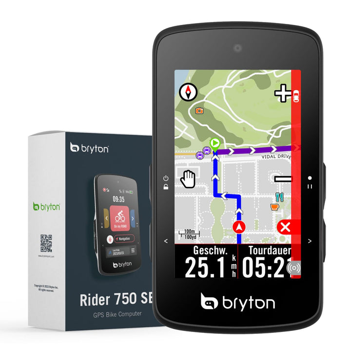 Bryton Rider 750 2.8" Farb-Touchscreen GPS Fahrradcomputer mit Offline-EU-Karte und Navigation 750SE