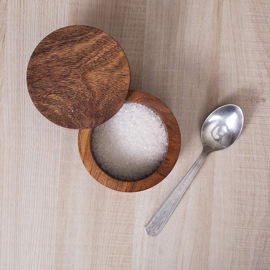 natureCRAFTS Gewürzbox aus Holz, rund, runde Form, Gewürzbox, Gewürzbox, Gewürzbox, Gewürzbox, Gewür